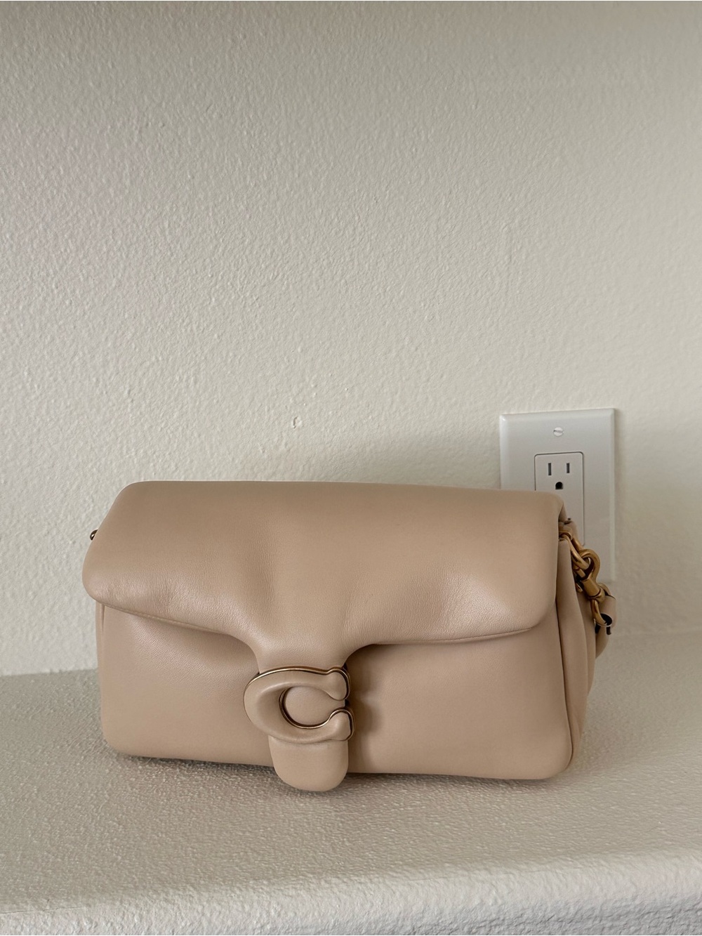 Coach Beige Cream Pillow Tabby Shoulder Bag with Signature C Closure